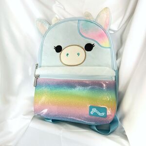 Squishmallows Unicorn Rainbow Glitter Kids Backpack Small Light Blue